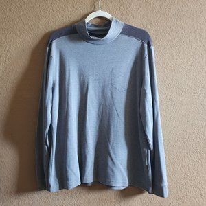 Elord gray faux pocket mock neck long sleeve knit shirt L